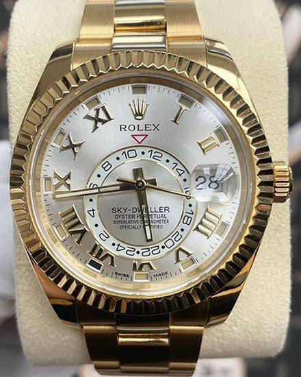 Rolex Sky-Dweller 42MM Silver Dial Yellow Gold Bracelet (326938)