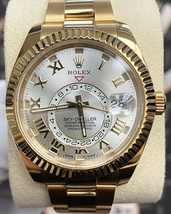 Rolex Sky-Dweller 42MM Silver Dial Yellow Gold Bracelet (326938)