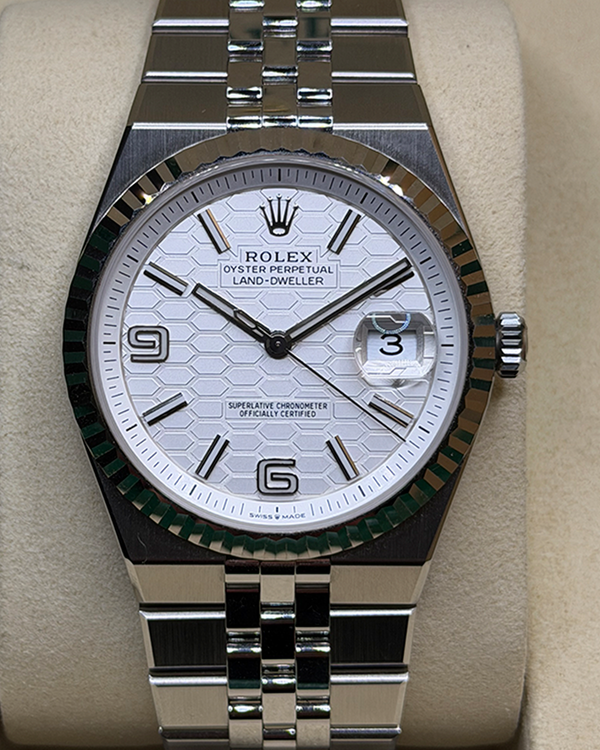 2026 Rolex Land-Dweller 40MM White "Honeycomb" Dial Flat Jubilee Bracelet (127334)