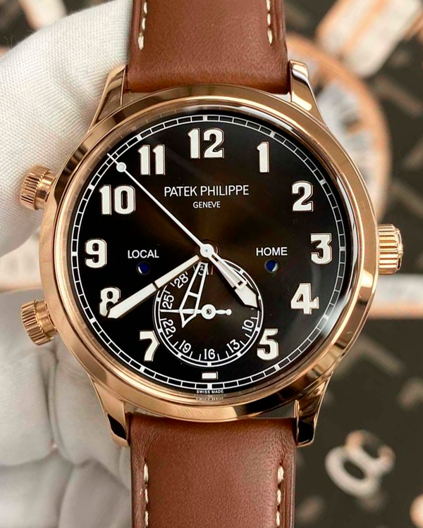 Patek Philippe Calatrava Pilot Travel Time 42MM Brown Dial Leather Strap (5524R-001)