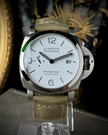 2022 Panerai Luminor Marina 44MM White Dial Leather Strap (PAM01314)
