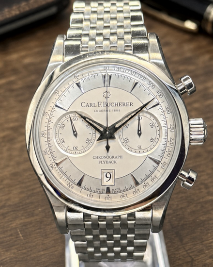 No Reserve - Carl F. Bucherer Manero Flyback 43MM Silver Dial Steel Bracelet (00.10919.08.13.21)