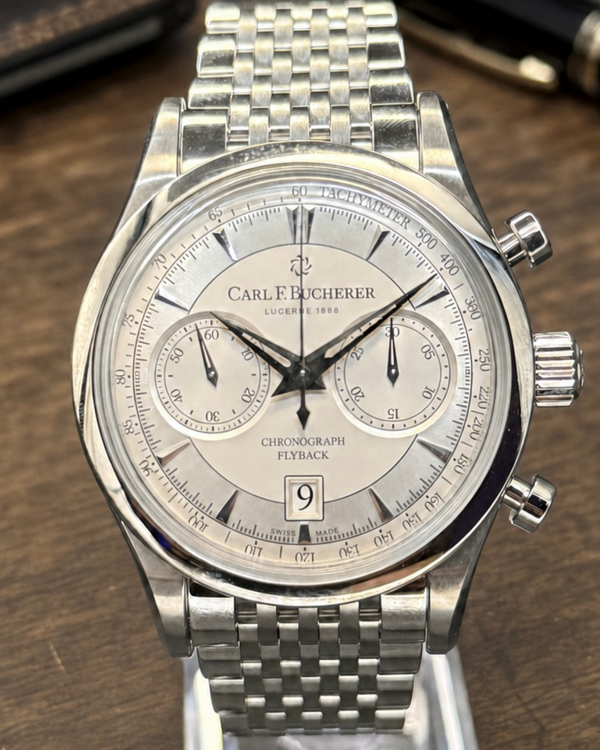 No Reserve - Carl F. Bucherer Manero Flyback 43MM Silver Dial Steel Bracelet (00.10919.08.13.21)