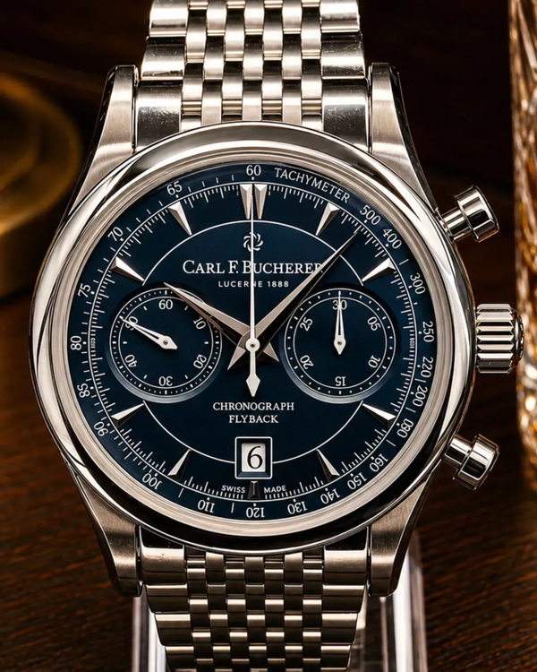 No Reserve - Carl F. Bucherer Manero Flyback 43MM Blue Dial Steel Bracelet (00.10919.08.93.21)