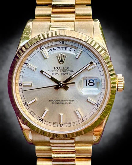 2011 Rolex Day-Date 36MM Silver Dial Yellow Gold President Bracelet (118238)
