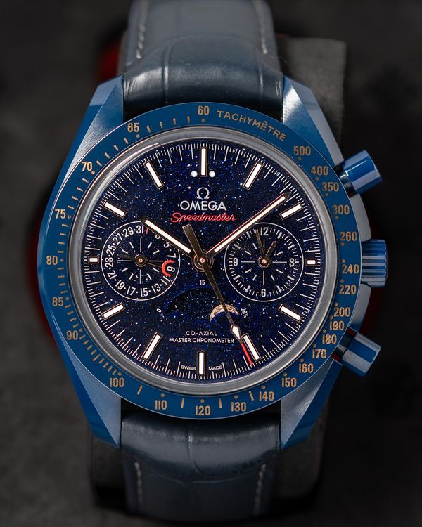2022 Omega Speedmaster Moonphase "Blue Side of the Moon" 44.25MM Aventurine Dial Leather Strap (304.93.44.52.03.002)