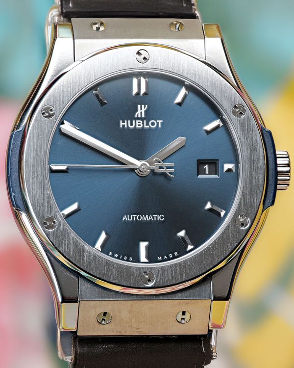 No Reserve - 2017 Hublot Classic Fusion 42MM Blue Dial Rubber Strap (542.NX.7170.LR)