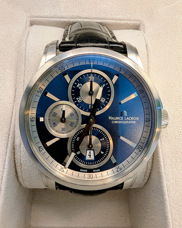 Maurice Lacroix Pontos 43MM Black Dial Leather Strap (PT6178)