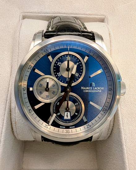 No Reserve - Maurice Lacroix Pontos 43MM Black Dial Leather Strap (PT6178)