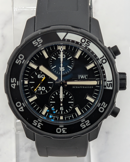 No Reserve - IWC Schaffhausen Aquatimer Chronograph "Galapagos" 44MM Black Dial Rubber Strap (IW376705)