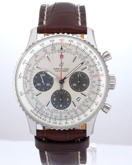 No Reserve - 2021 Breitling Navitimer B01 Chronograph "Panda" 43MM White Dial Leather Strap (AB0121211G1A1)