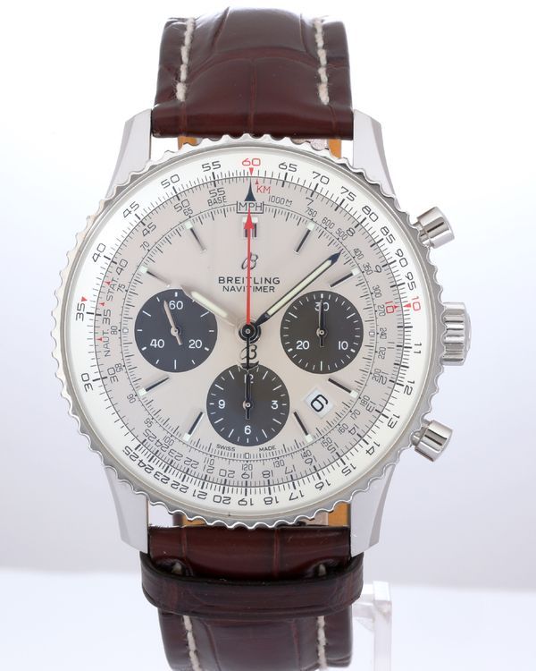 No Reserve - 2021 Breitling Navitimer B01 Chronograph "Panda" 43MM White Dial Leather Strap (AB0121211G1A1)
