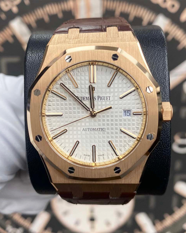 (WORKING) Audemars Piguet Royal Oak 41MM Silver Dial Leather Strap (15400OR.OO.D088CR.01)