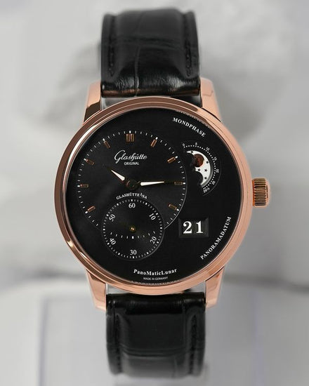 2025 Glashütte Original PanoMaticLunar 40MM Black Dial Leather Strap (1-90-02-49-35-30)