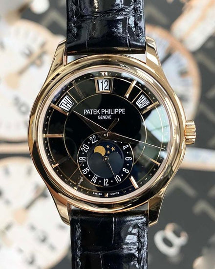 Patek Philippe Annual Calendar 40MM Black Dial Leather Strap (5205R)
