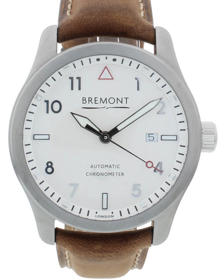 Bremont Solo 43MM Wite Dial Leather Strap (SOLO43-WS-R-S)