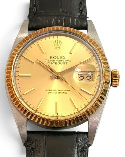 Rolex Datejust 36MM Champagne Dial Aftermarket Leather Strap (16013)