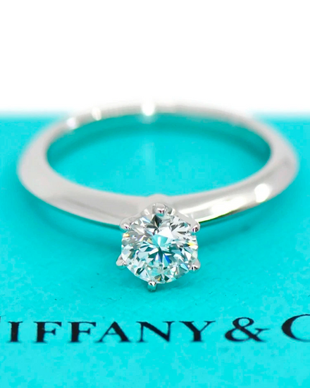 Tiffany Accessories Round Platinum Diamond Engagement Ring Size 5 (Ring)