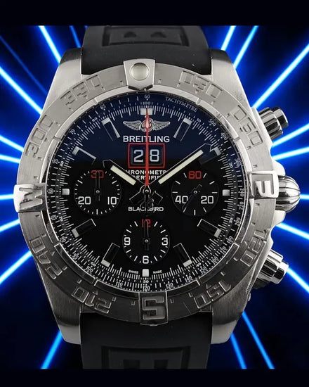 Breitling Chronomat Blackbird L.E. 44MM Black Dial Rubber Strap (A44360)
