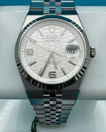 2026 Rolex Land-Dweller 40MM White "Honeycomb" Dial Flat Jubilee Bracelet (127334)