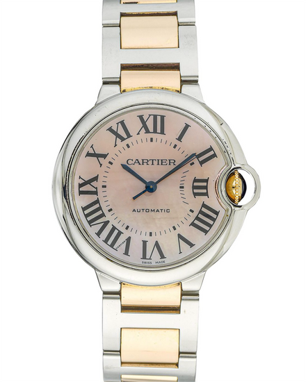 Cartier Ballon Bleu 36MM Mother of Pearl Dial Two-Tone Bracelet (3284)