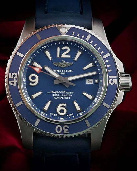 2022 Breitling Superocean 44MM Blue Dial Rubber Strap (A17367)