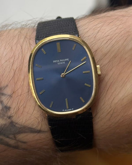 1978 Patek Philippe Golden Ellipse 27MM Blue Dial Leather Strap (3748)