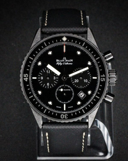 No Reserve - 2022 Blancpain Fifty Fathoms Bathyscaphe Chronographe Flyback 43.6MM Black Dial Textile Strap (5200-0130-B52A)