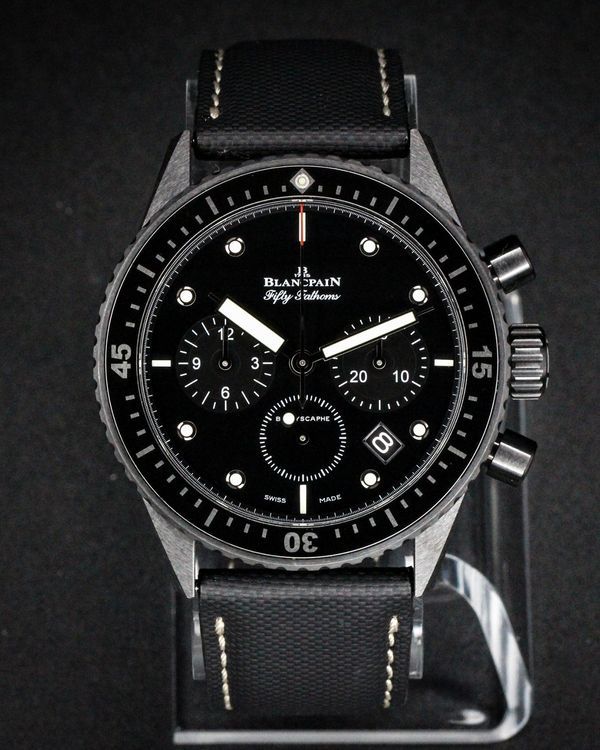 No Reserve - 2022 Blancpain Fifty Fathoms Bathyscaphe Chronographe Flyback 43.6MM Black Dial Textile Strap (5200-0130-B52A)