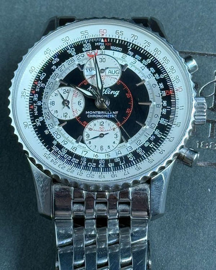 No Reserve - Breitling Montbrillant Datora Triple Date 43MM Black Dial Steel Bracelet (A21330)