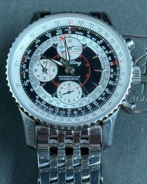No Reserve - Breitling Montbrillant Datora Triple Date "Tuxedo" 43MM Black Dial Steel Bracelet (A21330)