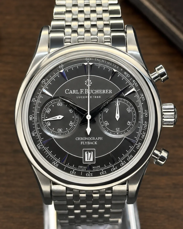 No Reserve - Carl F. Bucherer Manero Flyback 43MM Black Dial Steel Bracelet (00.10919.08.33.21)