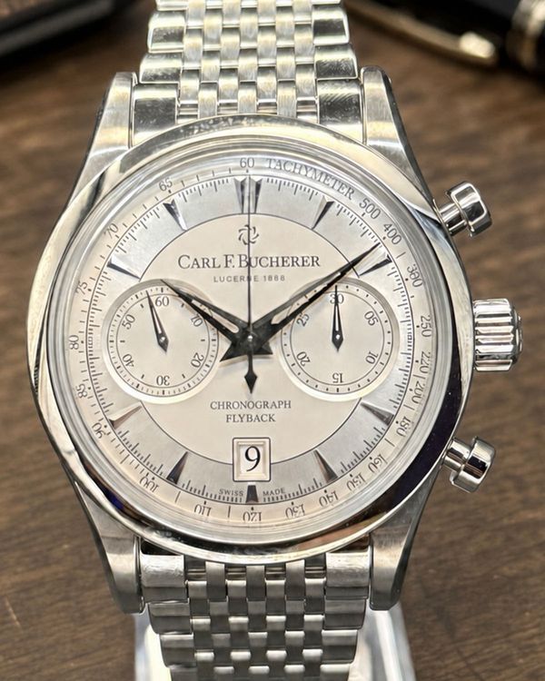 No Reserve - Carl F. Bucherer Manero Flyback 43MM Silver Dial Steel Bracelet (00.10919.08.13.21)
