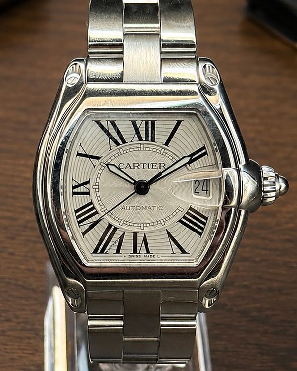 No Reserve - 2006 Cartier Roadster 39MM Silver Dial Steel Bracelet (W62025V3)