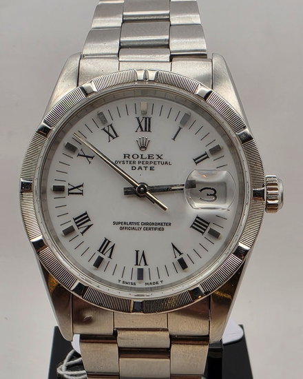 2004 Rolex Oyster Perpetual Date 34MM White Dial Steel Bracelet (15210)