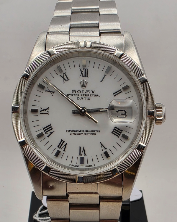 2004 Rolex Oyster Perpetual Date 34MM White Dial Steel Bracelet (115210)