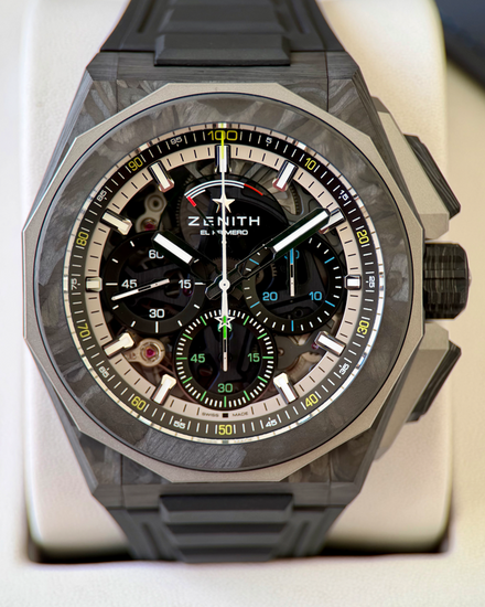 2026 Zenith Defy Extreme Carbon Chronograph 45MM Skeleton Dial Rubber Strap (10.9100.9004/22.I200)