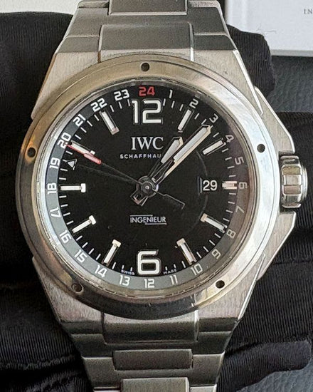 2016 IWC Schaffhausen Ingenieur Dual Time 43MM Black Dial Steel Bracelet (IW324402)