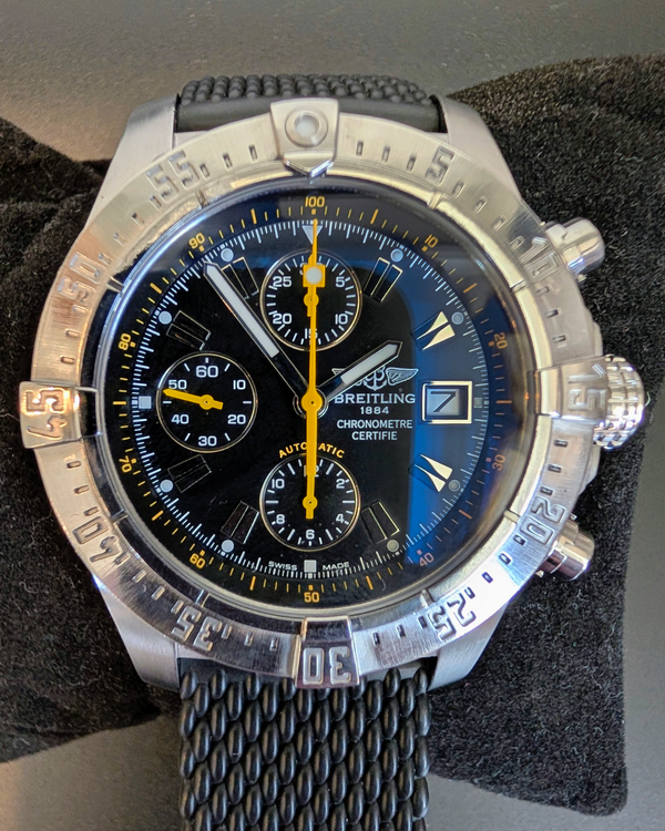 2011 Breitling Avenger "Code Yellow" L.E. 45MM Black Dial Rubber Strap (A13380R4/BA47)