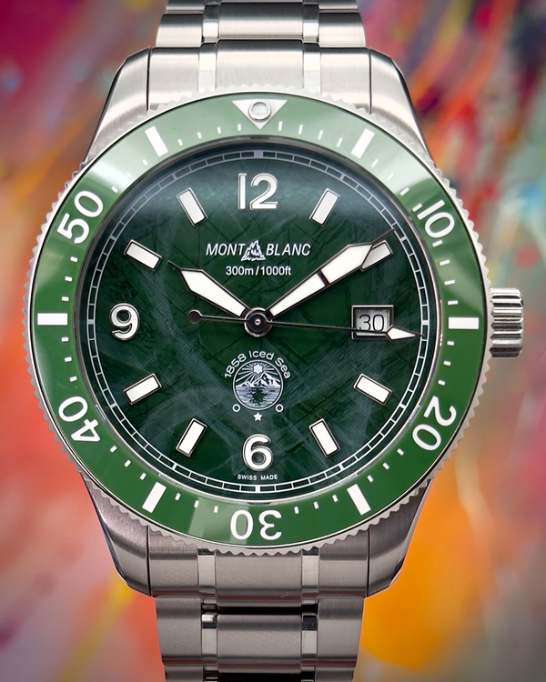 2023 Montblanc 1858 Iced Sea 42MM Green Dial Steel Bracelet (129373)