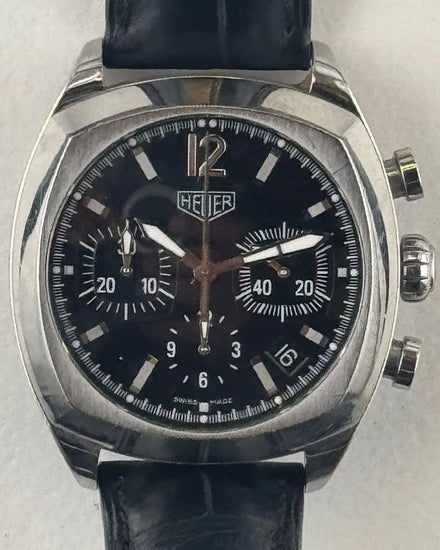 Tag Heuer Monza Chronograph 38MM Black Dial Leather Strap (CR2110)