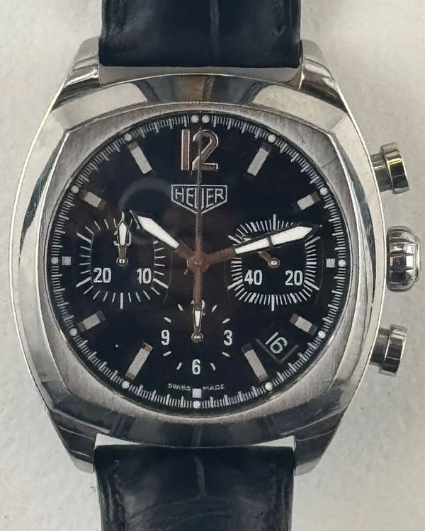 Tag Heuer Monza Chronograph 38MM Black Dial Leather Strap (CR2110)