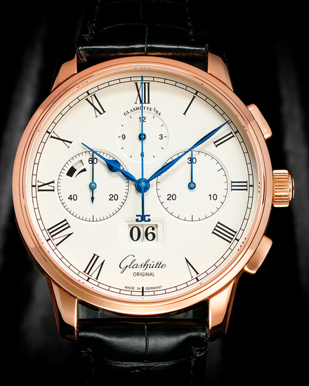 2020 Glashütte Original Senator Chronograph 42MM Silver Dial Leather Strap  (1-37-01-01-05-30)
