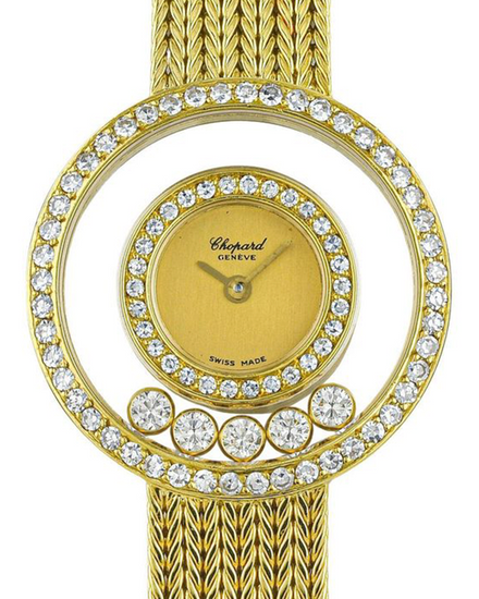 Chopard Happy Diamonds 24MM Quartz Champagne Dial Yellow Gold Bracelet (4097)