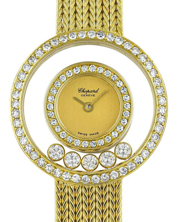 Chopard Happy Diamonds 24MM Quartz Champagne Dial Yellow Gold Bracelet (4097)