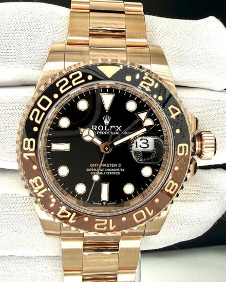 2025 Rolex GMT-Master II "Rootbeer" 40MM Black Dial Rose Gold Oyster Bracelet (126715CHNR)