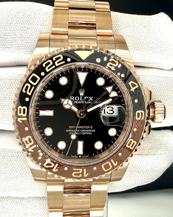 2025 Rolex GMT-Master II "Rootbeer" 40MM Black Dial Rose Gold Oyster Bracelet (126715CHNR)