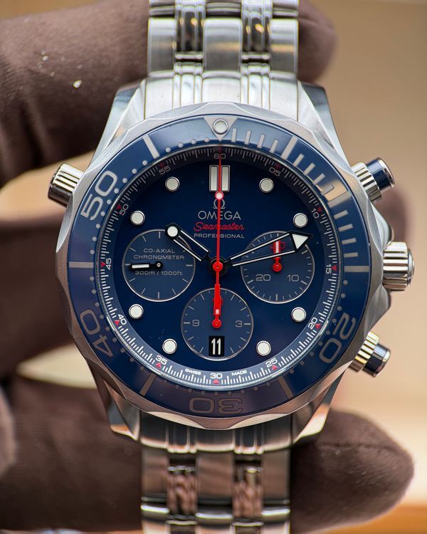 2015 Omega Seamaster 300M Chronograph 44MM Blue Dial Steel Bracelet (212.30.44.50.03.001)