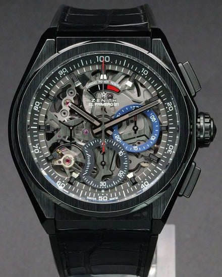 No Reserve - 2019 Zenith Defy El Primero 21 44MM Skeleton Dial Leather Strap (49.9000.9004/78.R582)