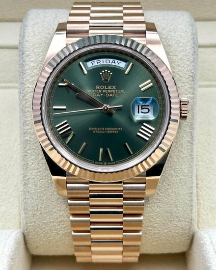 2019 Rolex Day-Date 40MM Green Dial Rose Gold President Bracelet (228235)